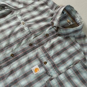 Carhartt Force Relaxed Fit Plaid Short Sleeve Button Up Shirt Mens Large Vented
